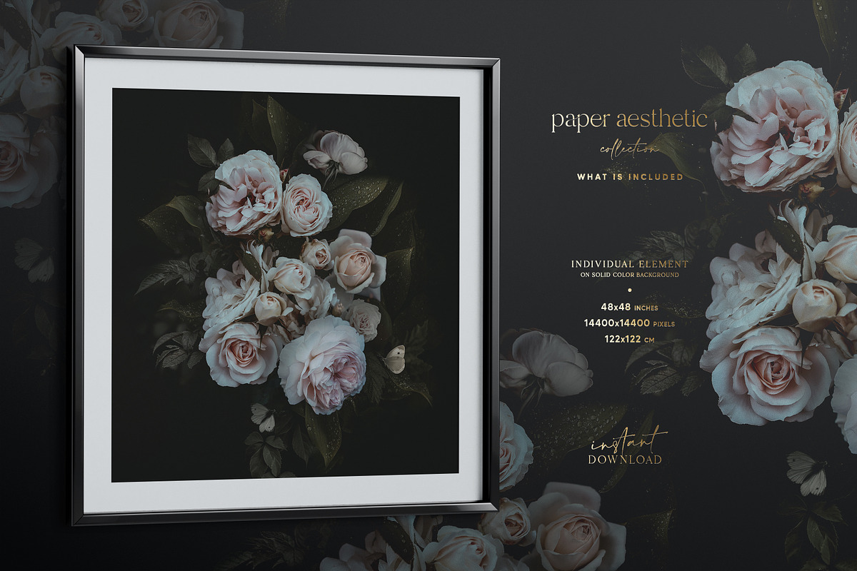 Pastel Dark Roses Wallpaper, a Pattern Graphic by paper aesthetic (Photo 5 of 10)