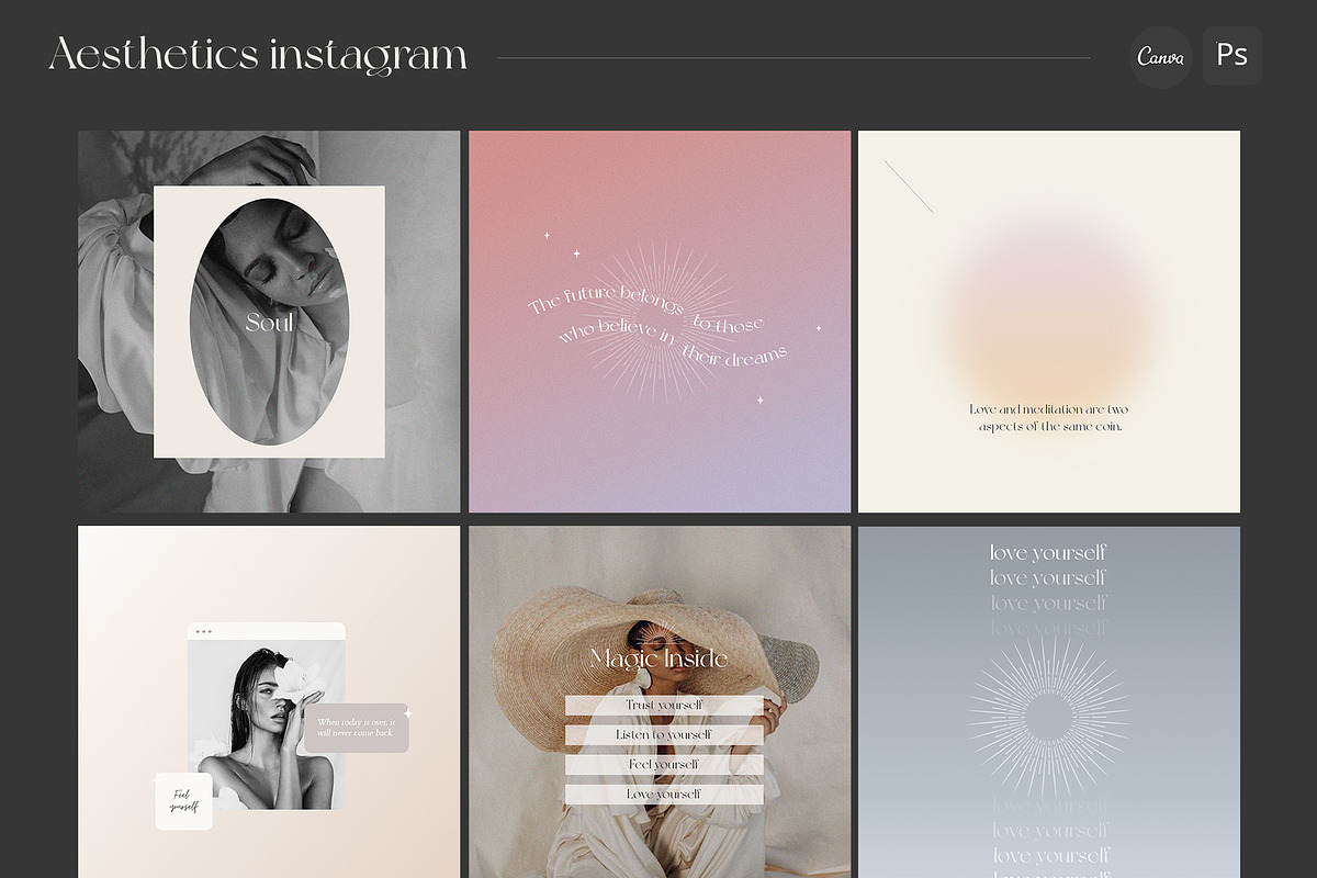 CANVA & PS / Aesthetics 60 instagram, a Social Media Template by Simple có (Photo 5 of 10)