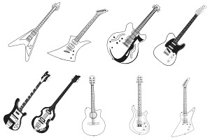 Guitars Set 1 Procreate Brush Stamps