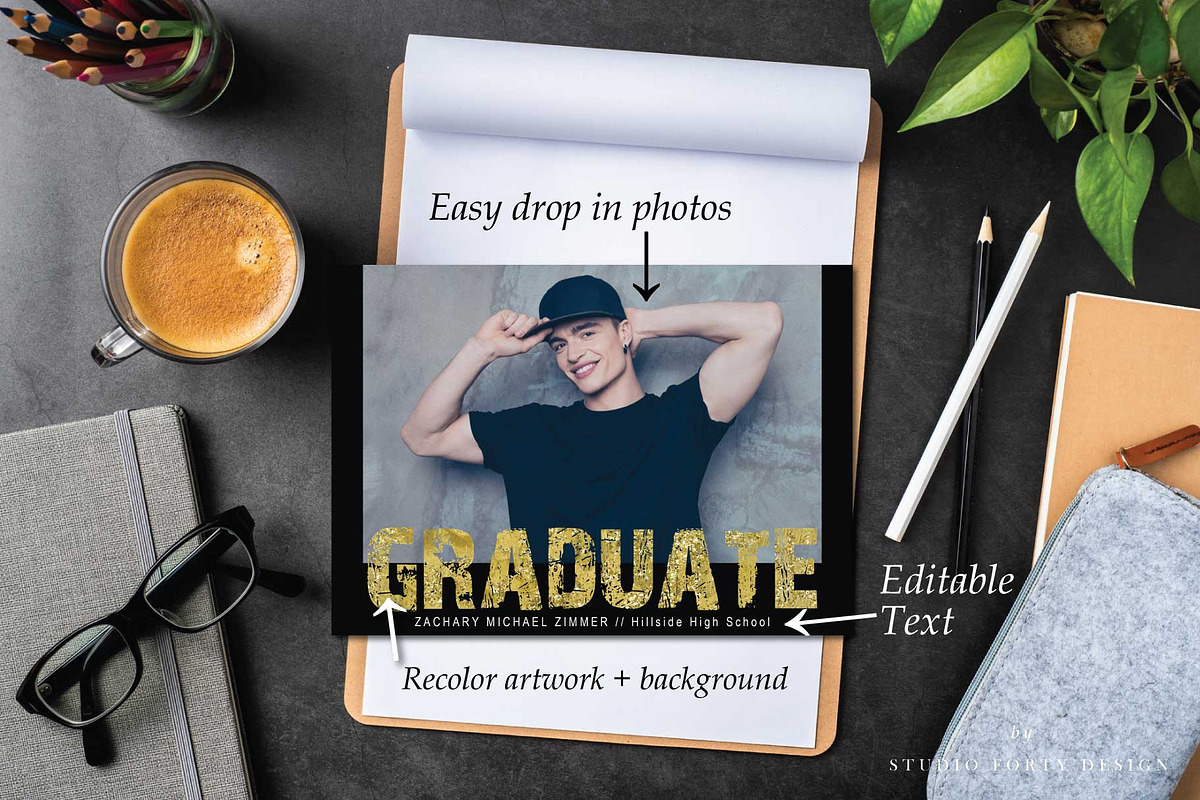 Goldrush Graduation Announce G100, an Invitation Template by Studio Forty Design (Photo 3 of 6)