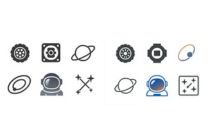 Collection of space-themed icons, a Technology Illustration by ZinetroN