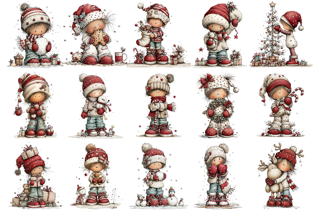 Christmas Kids Clipart Bundle, an Illustration by Craft Nest (Photo 4 of 6)