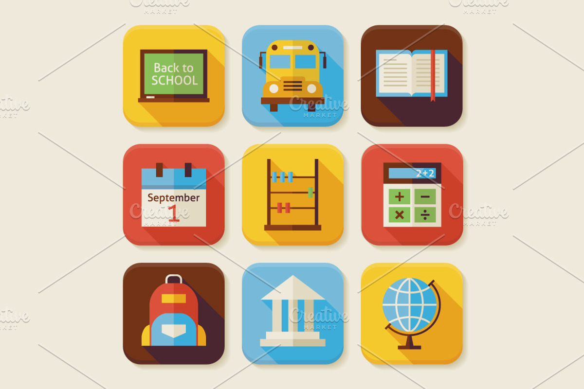 Education School Vector Flat Icons, an Icon by Anna_leni (Photo 5 of 7)