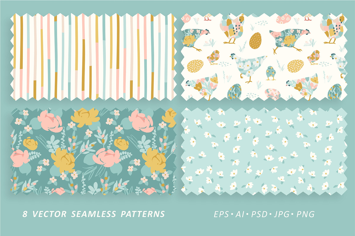 Easter seamless patterns, a Pattern Graphic by Nadia Grapes (Photo 3 of 5)