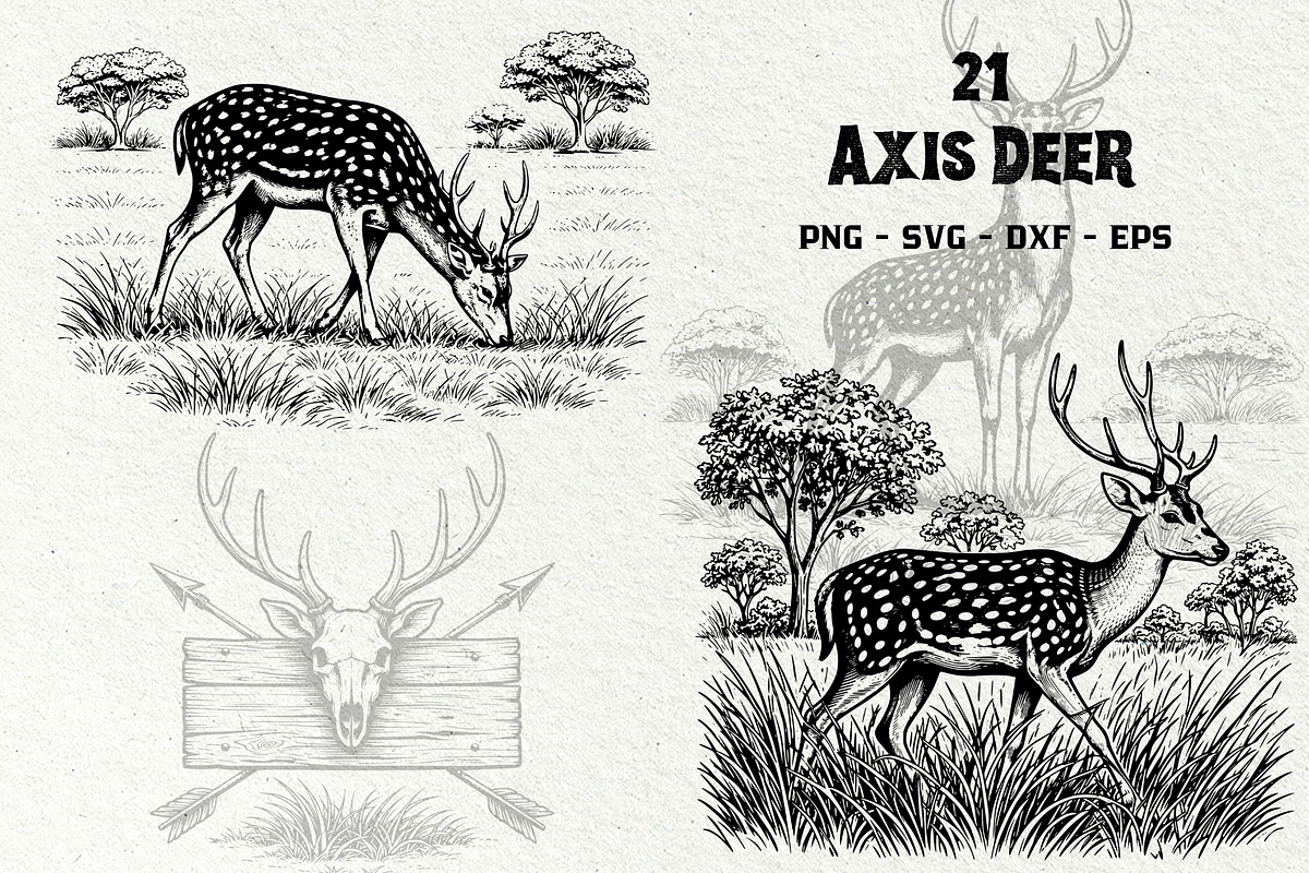 Axis Deer Wildlife Graphics, an Animal Illustration by DENIDigitalArtSudio (Photo 1 of 8)