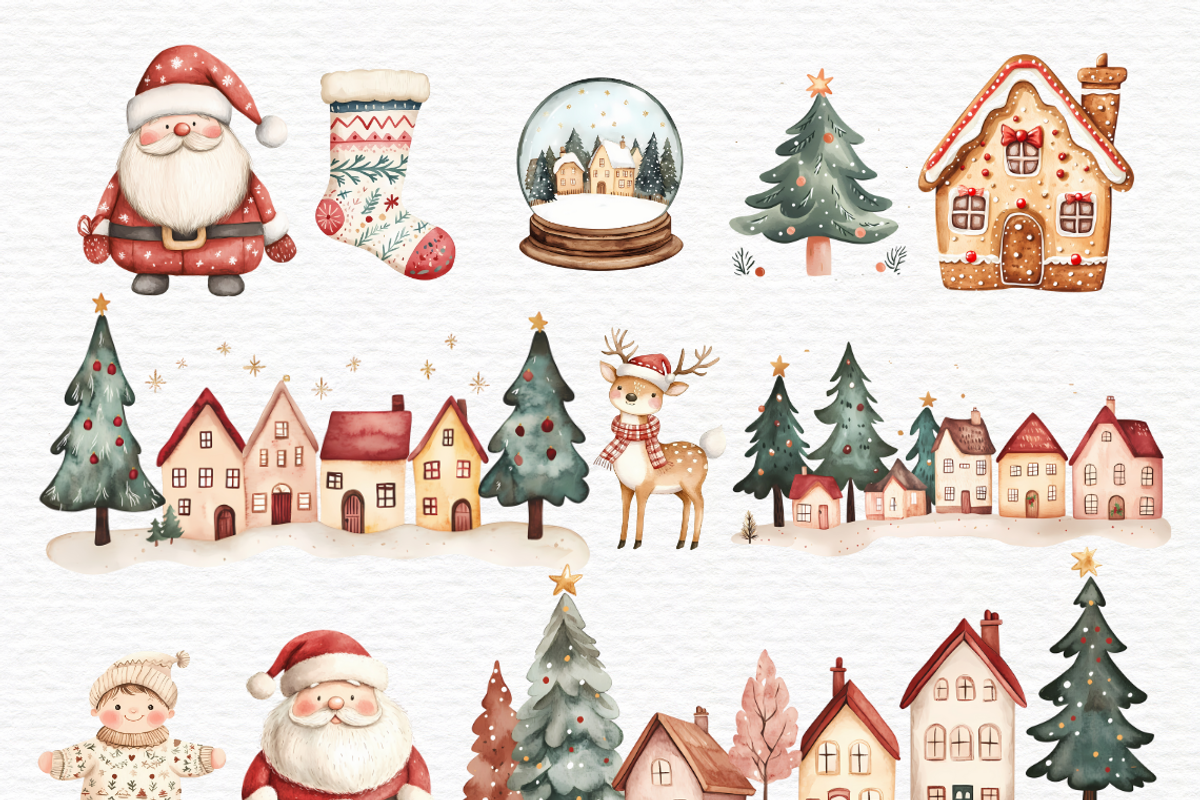Scandi Santa clipart, Christmas PNG, a Seasonal Illustration by Invite to Clipart (Photo 3 of 5)