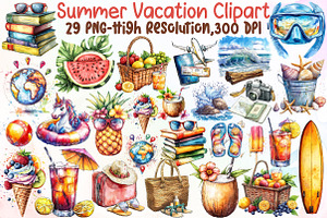 Summer Vacation Clipart, an Illustration by Sublimation Artist