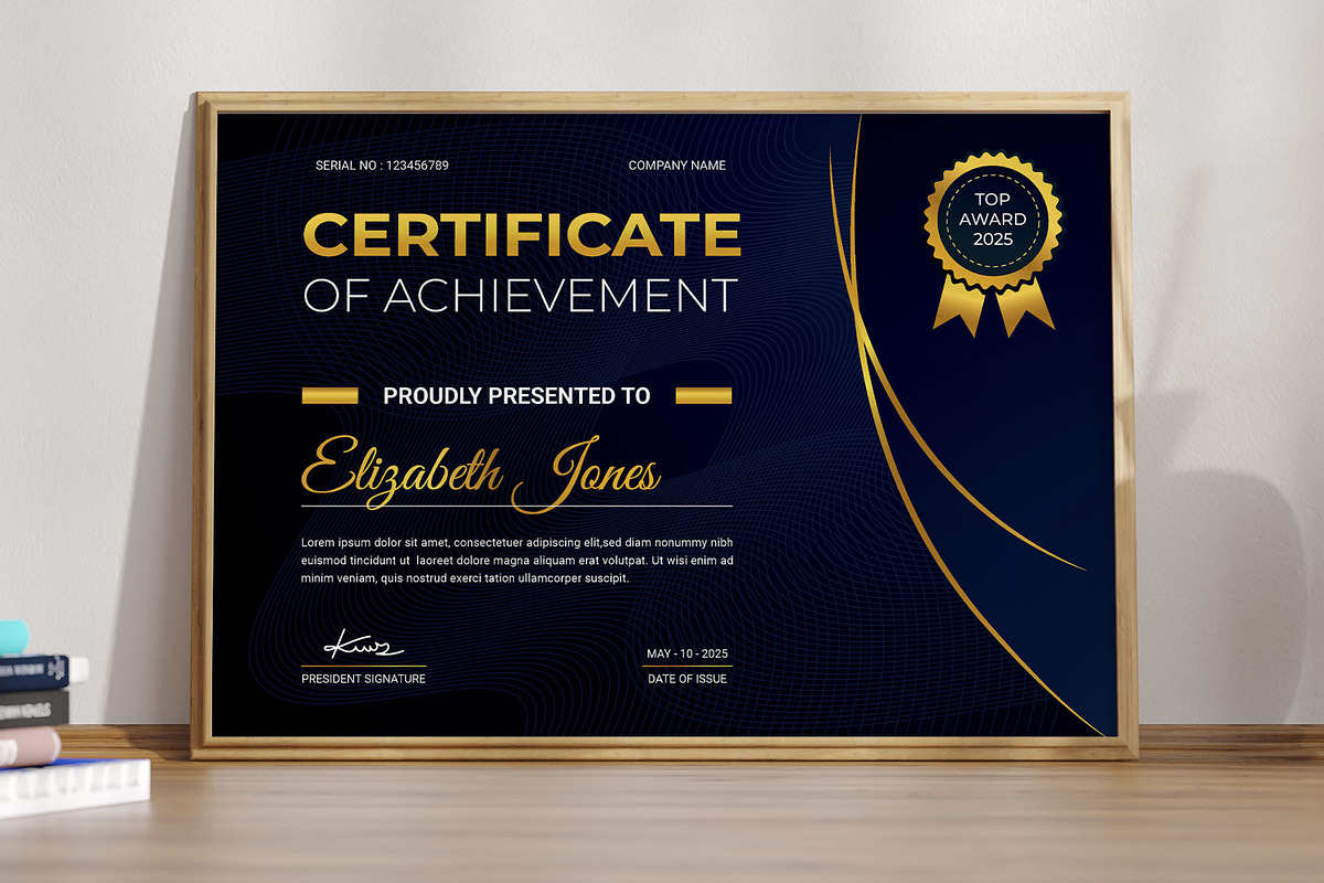 Modern Certificate Layout, a Stationery Template by MightyDesign (Photo 1 of 6)