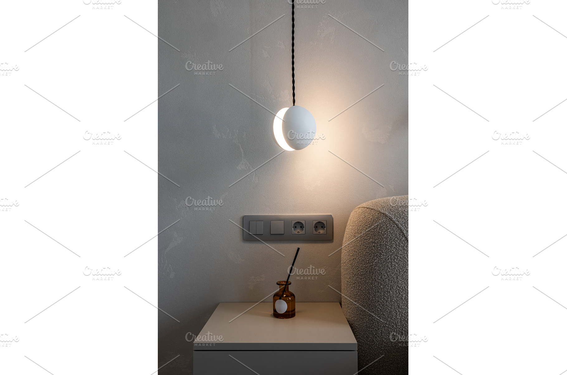 Minimal bedside wall lamp above, a Background Photo by wip3out