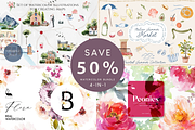 Italian Summer Watercolor Bundle, an Illustration by Karma (Thumbnail 1 of 37)