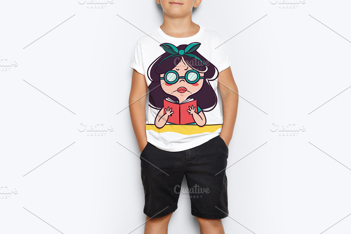 Cute Cartoon Girl Expressions Pack, an Education Illustration by naem021 (Photo 4 of 5)