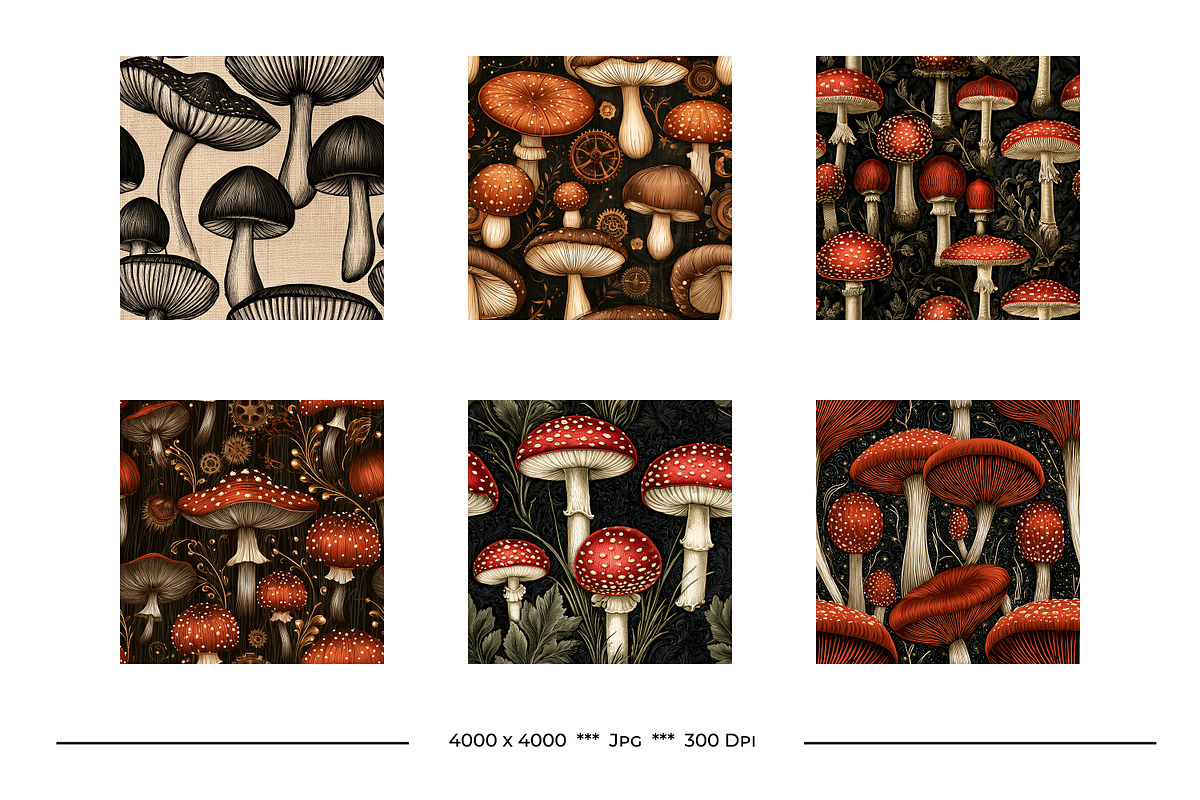 Mushroom Retro Art Patterns, a Pattern Graphic by karenfoleyphoto (Photo 13 of 13)