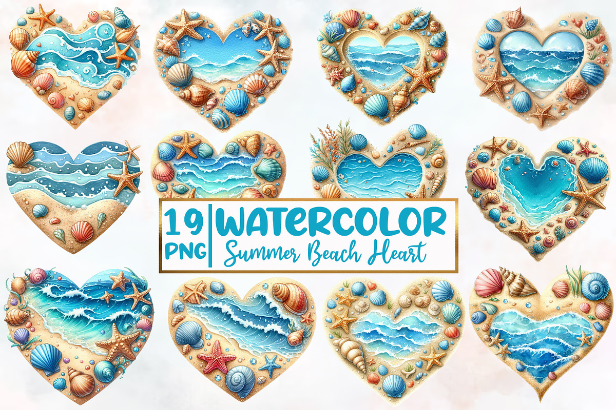 Summer Beach Heart Sublimation, an Illustration by Designworld (Photo 1 of 5)