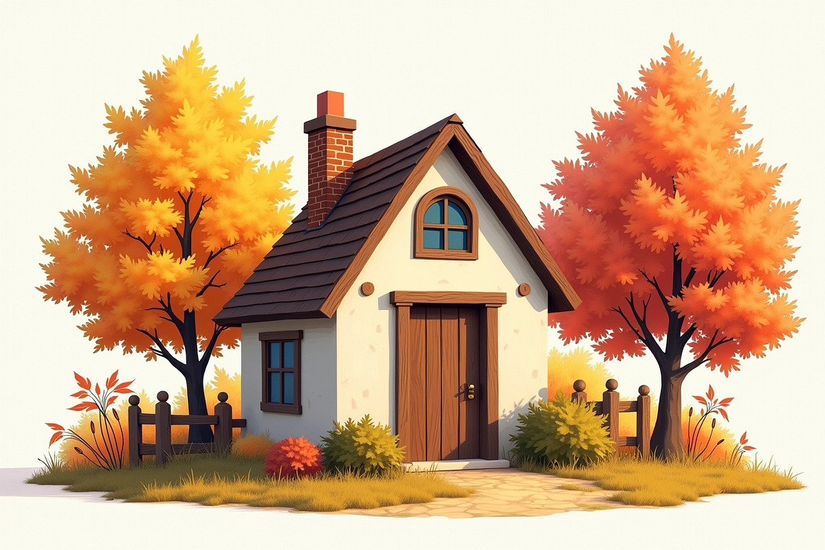 Dreamy Autumn Cottage Clipart Bundle, an Illustration by BIPLOB EXPERT (Photo 6 of 13)