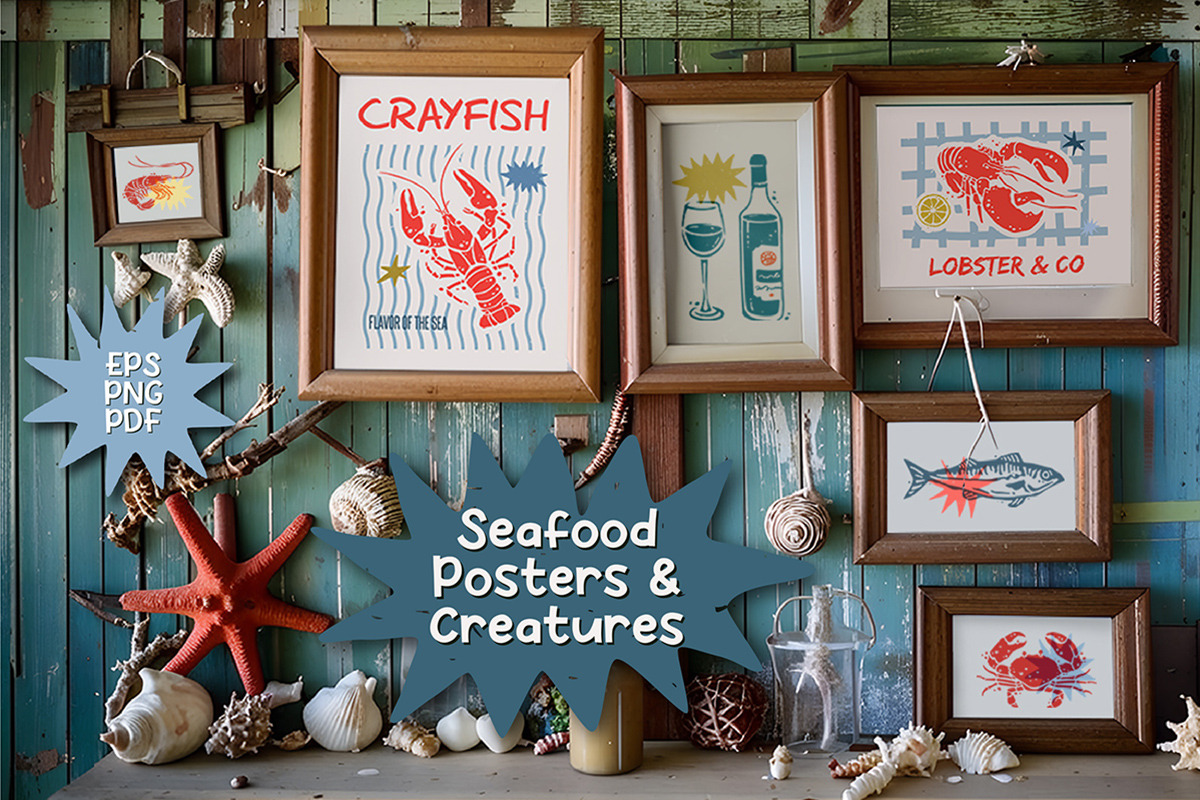 Seafood Posters & Creatures, a Graphic by svetlana.belaia (Photo 3 of 14)