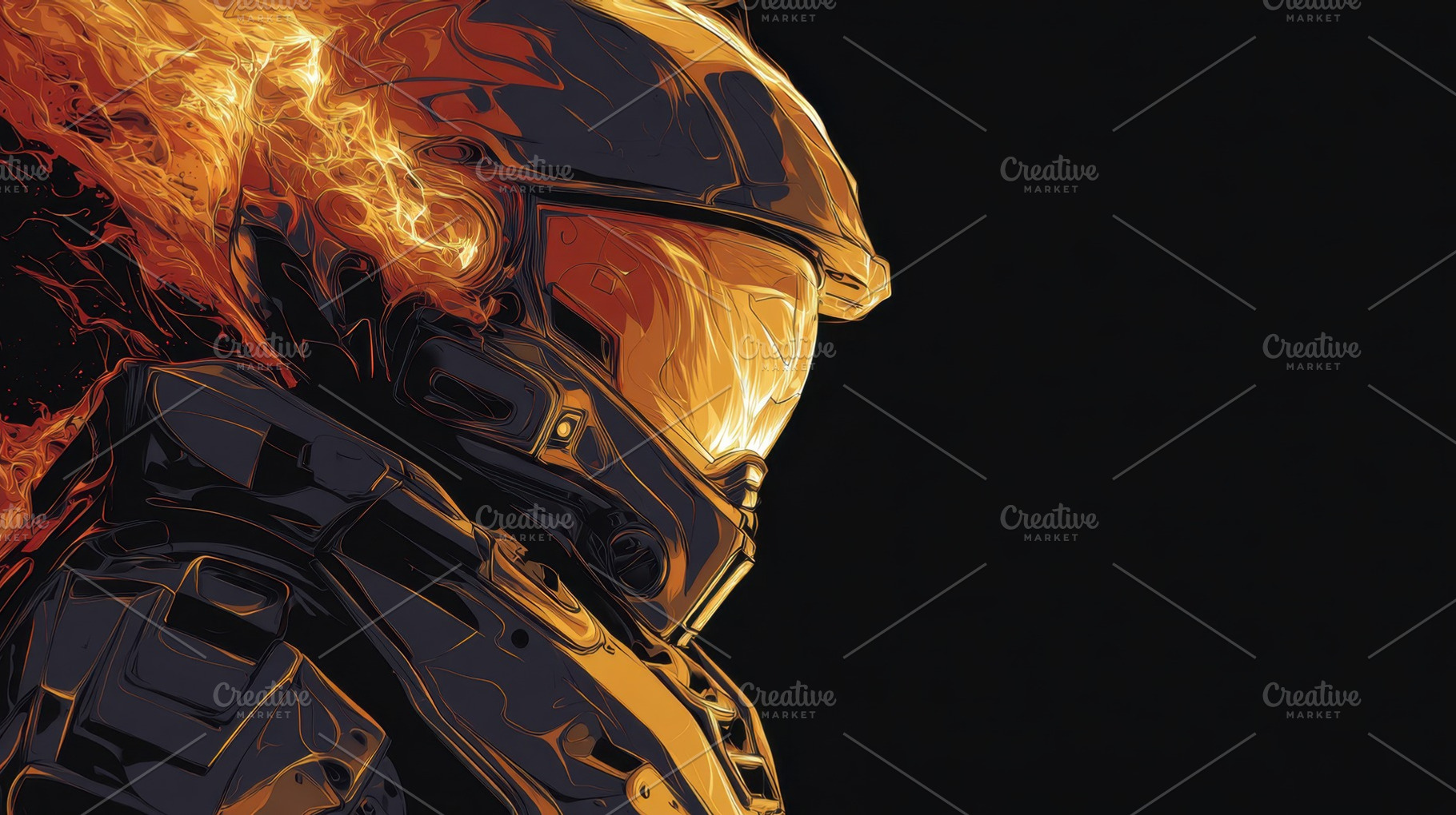 Soldier in flames in a dark scene, a Photo by Beautiful things