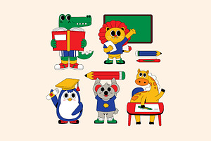 Animal School Theme Illustration, an Animal Illustration by graphicook