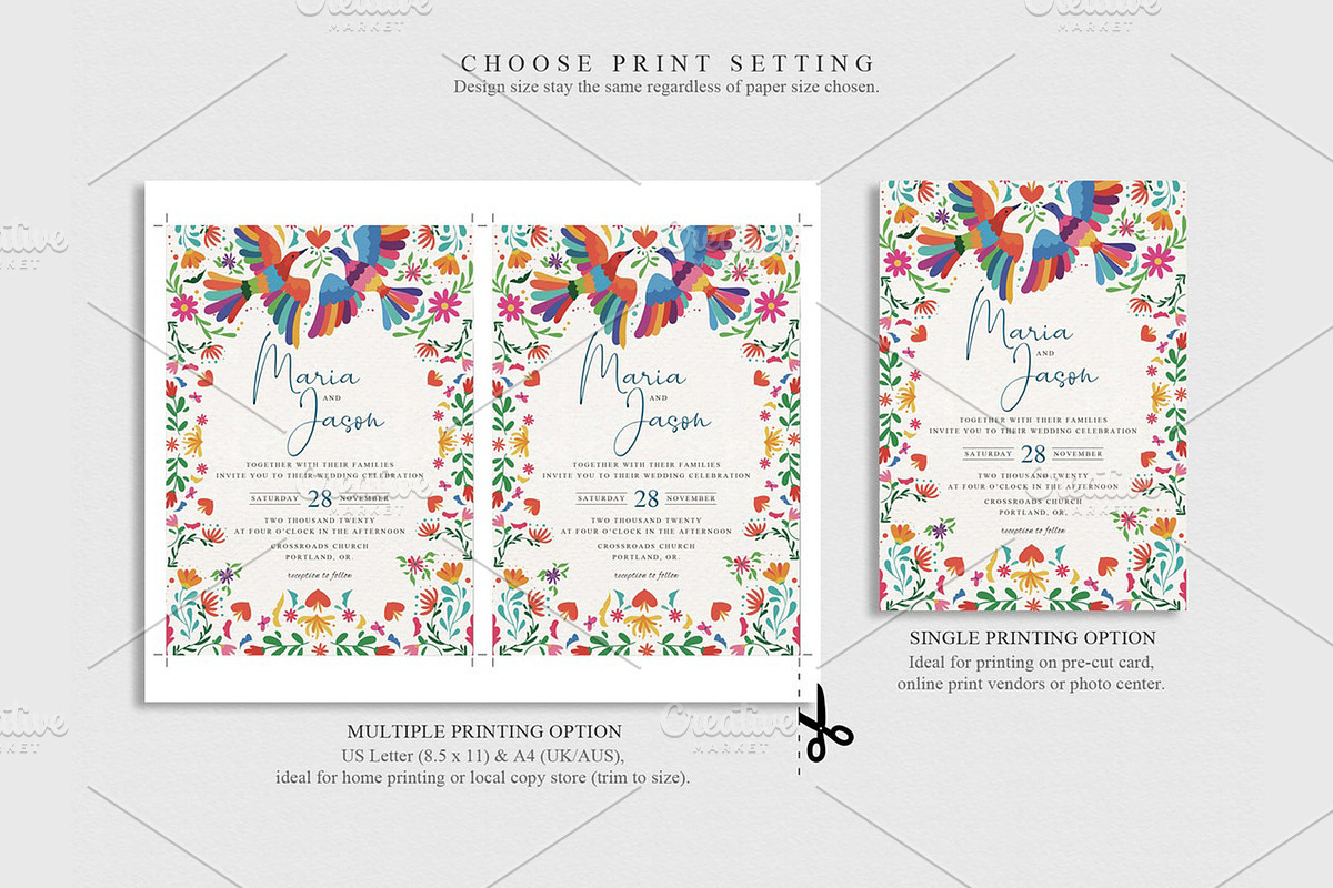 Mexican Wedding Invitation | CANVA, a Stationery Template by Creative Market (Photo 3 of 5)