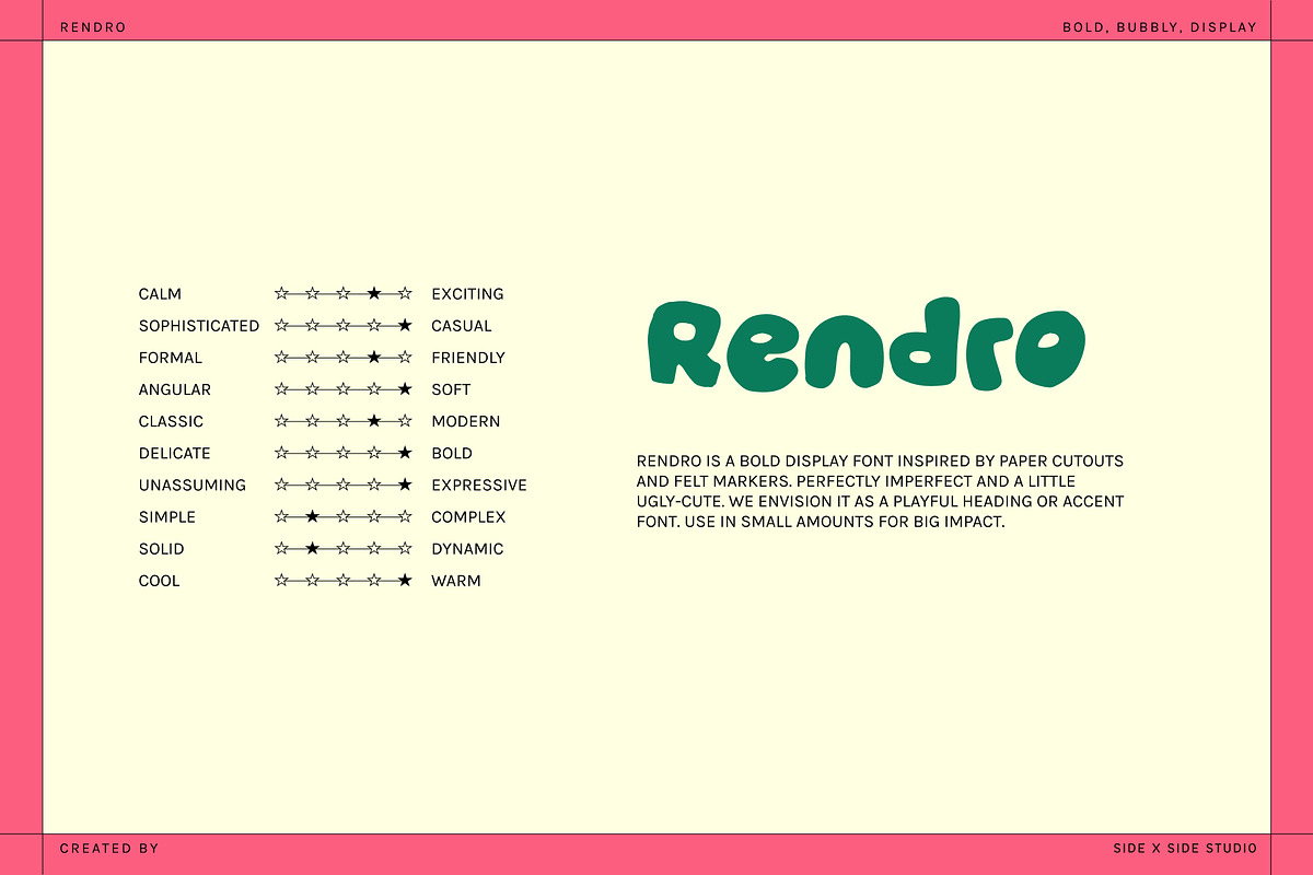 Rendro Bubble Display Font + Icons, a Sans Serif Font by Side X Side Studio (Photo 5 of 7)