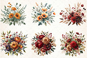Fall Autumn Flowers And Leaves Flora, an Illustration by Libby Wishes (Thumbnail 7 of 7)