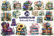 Pretty Books with Flowers Clipart, an Illustration by Dream Creation (Thumbnail 1 of 6)