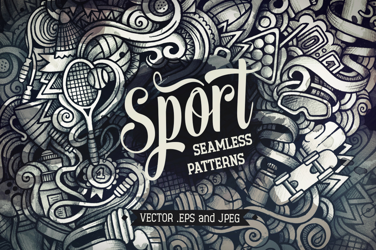 Sport Graphic Doodles Patterns, a Pattern Graphic by BALABOLKA (Photo 1 of 6)