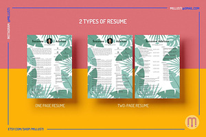 Natural Tropical Leaves Resume Canva