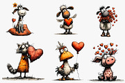 Valentines Whimsical Animals Clipart, an Illustration by CreationArt (Thumbnail 5 of 6)