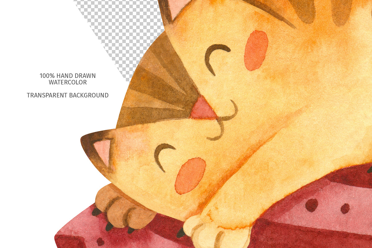 Watercolor Cute Cats and Knitting, an Object Graphic by Valin Malin (Photo 5 of 8)