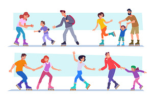 Roller skaters. Parents and kids, a Sport Illustration by Onyx