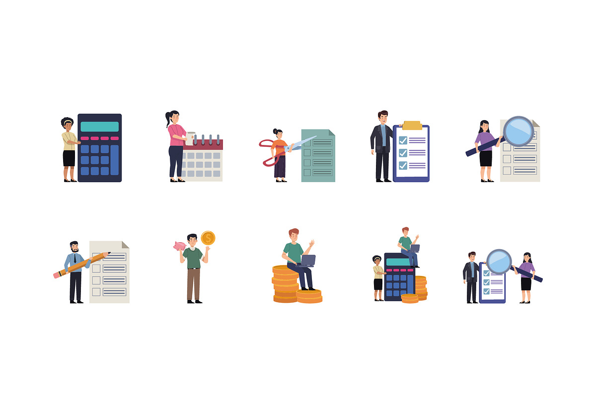 Taxes & Finance Icons Set
