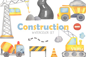 Construction vehicles, cars, boys