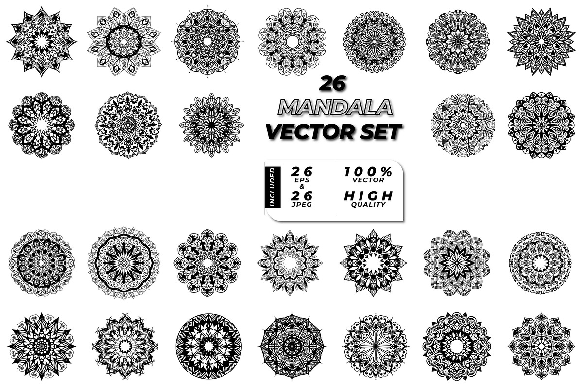26 mandala vector background design, a Pattern Graphic by NJ Himel (Photo 1 of 27)