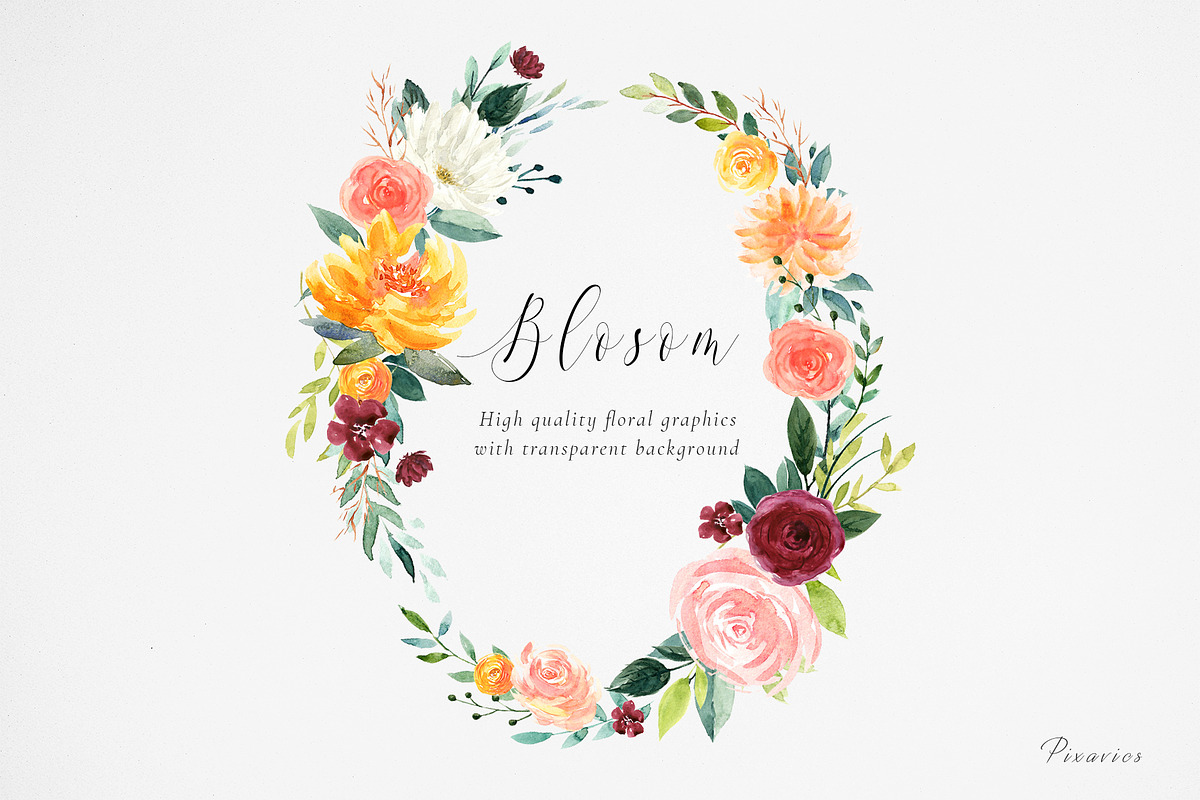 Watercolor Floral Set - Blossom, an Illustration by Pixavics (Photo 2 of 11)