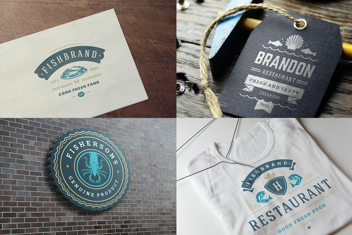 18 Seafood Logos & Badges, a Branding & Logo Template by Vasya Kobelev (Photo 5 of 9)