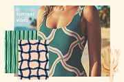 Summer Vibes Seamless backgrounds, a Pattern Graphic by Pattern + watercolor (Thumbnail 5 of 13)