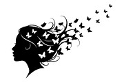 Woman Butterfly Hair Silhouette, an Object Illustration by yasushie (Thumbnail 29 of 31)