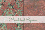2 Hand Marbled Papers Shabby Red, a Texture Graphic by Marblingdom (Thumbnail 1 of 4)