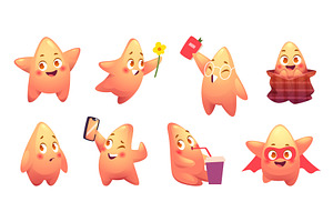 Stars mascot. Cute little stars with, an Illustration by Onyx