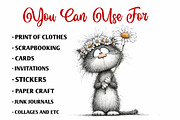Whimsical Floral Kitten Clipart, an Animal Illustration by fashionaddict (Thumbnail 6 of 7)