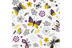 Butterflies And Sprigs Pattern