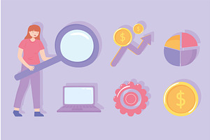 woman economy set, a Finance Illustration by studiogstock