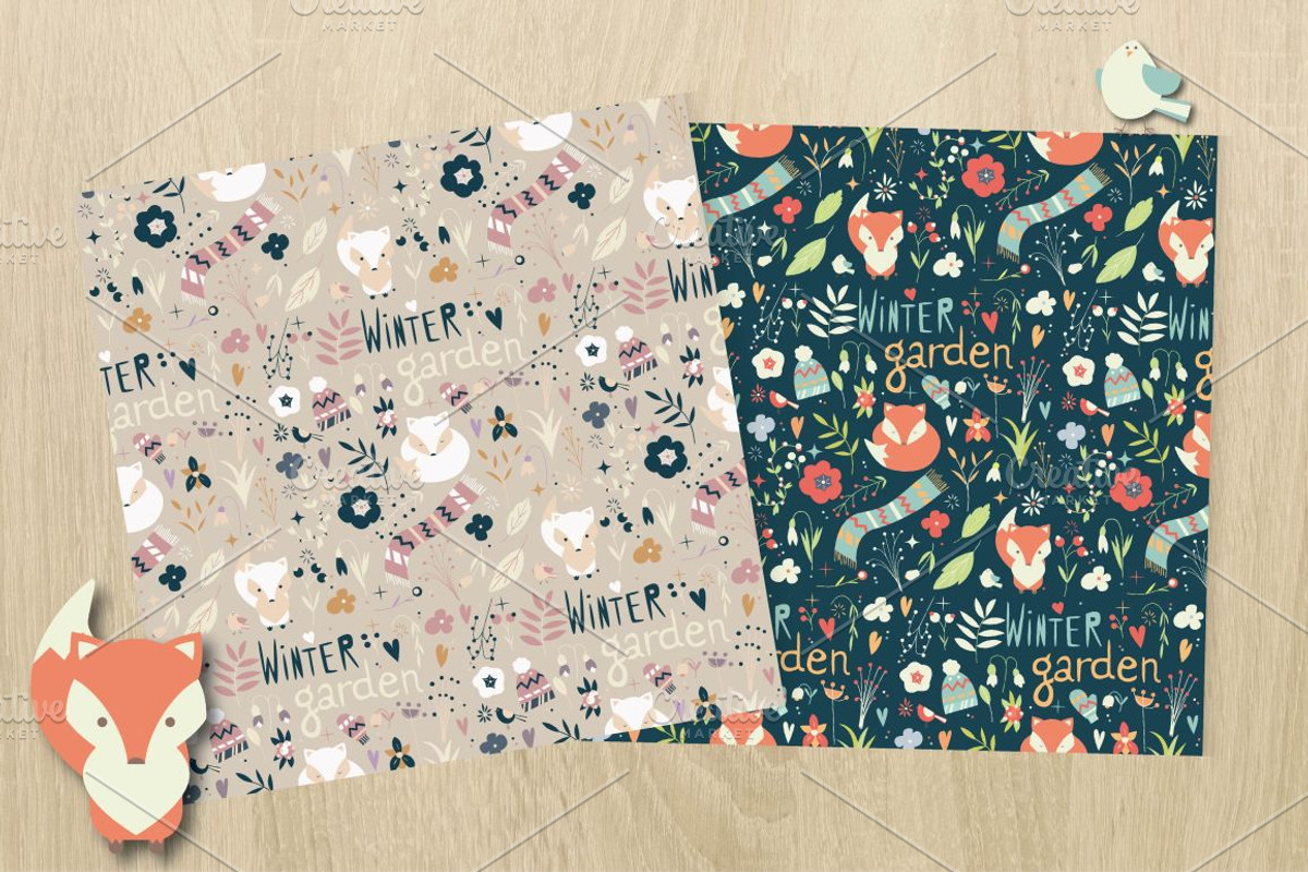 4 Winter Garden Seamless Patterns, a Pattern Graphic by Blue Lela Design