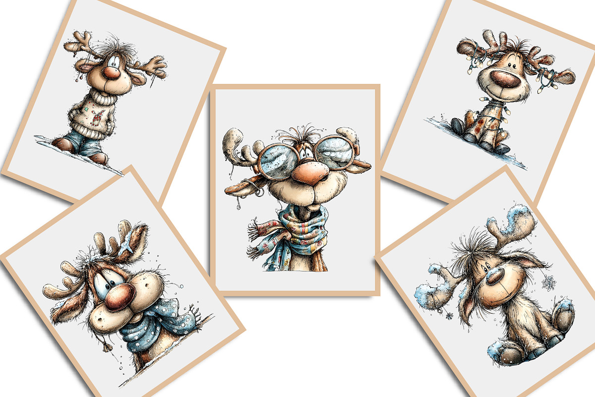 Whimsical Funny Reindeer Clipart, an Illustration by Libby Wishes (Photo 4 of 7)