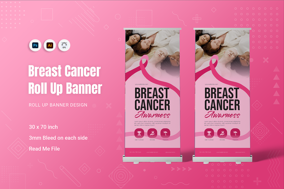 Breast Cancer Roll Up Banner, a Print Template by Fannan Studio (Photo 1 of 2)