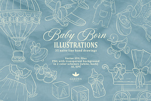 Baby Born Illustration Line Set, an Object Illustration by Garden in frame