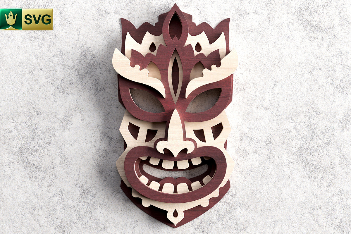 Tribal Mask V6 3D Layered | SVG Cut, an Object Graphic by pixaroma (Photo 8 of 10)