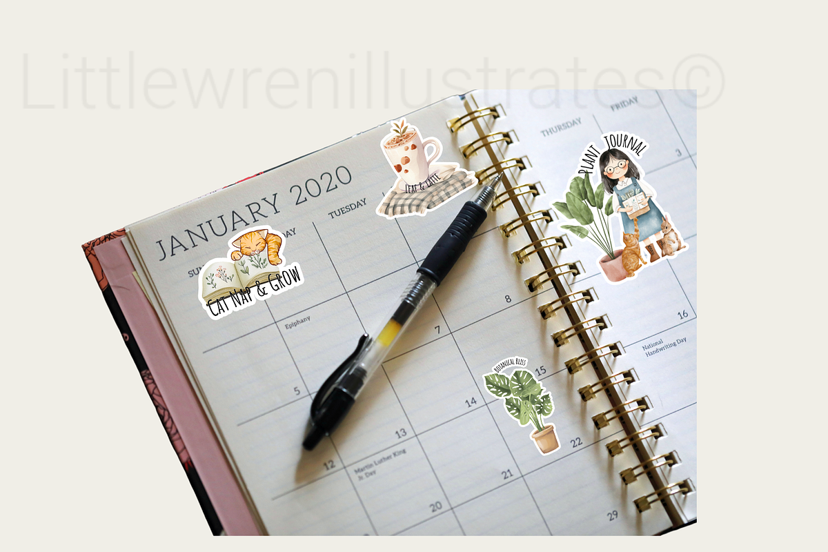 Cozy Plant Lovers Clip Art-Stickers, a Decorative Illustration by Little Wren Illustrates (Photo 5 of 6)