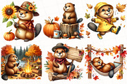 Autumn Cute Beaver Clipart, an Illustration by OK Design (Thumbnail 5 of 5)
