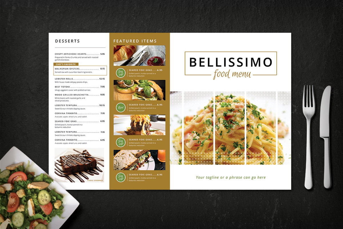 Modern Restaurant Menu (Bellissimo), a Brochure Template by Nathan Knight Design (Photo 3 of 5)